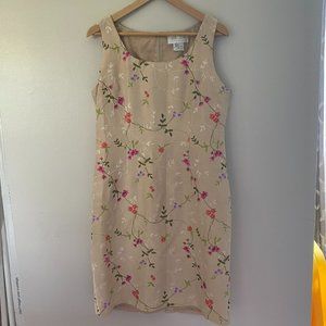 Slik Floral Embroidered Sheath Dress Size 10